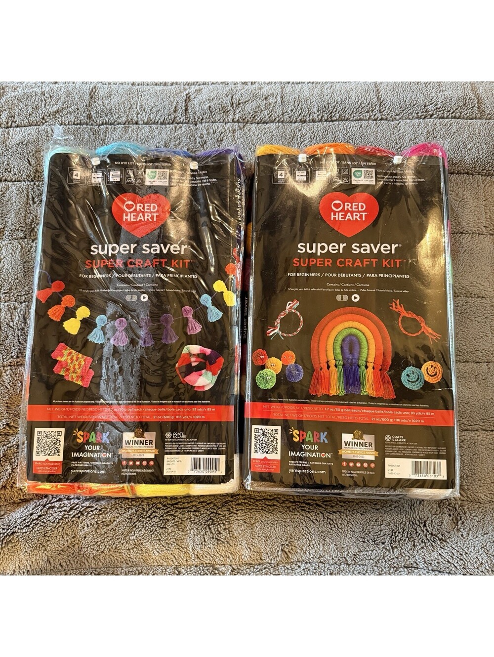 Lot Of 2* Red Heart Super Saver Craft Kit 12 Pack Multicolor Acrylic Yarn NEW
